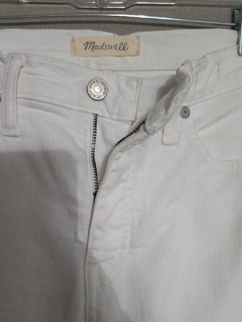 Madewell White Frayed-Hem Wide Leg Jeans - Picture 2 of 8